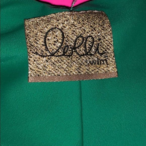 Lolli Swim Green Bikini Bottom W/Peach Bow nwot - Picture 4 of 5